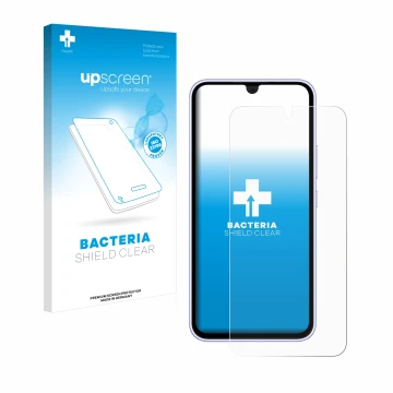 Parte frontale di una confezione del prodotto con il logo del marchio upscreen. Accanto è raffigurato il dispositivo Samsung G