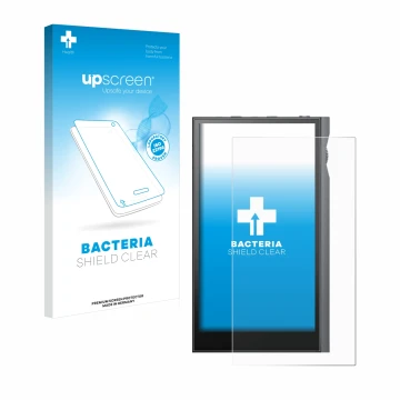 Parte frontale di una confezione del prodotto con il logo del marchio upscreen. Accanto è raffigurato il dispositivo Astell&Ke