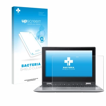 Parte frontale di una confezione del prodotto con il logo del marchio upscreen. Accanto è raffigurato il dispositivo Acer Chro