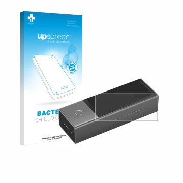 Parte frontale di una confezione del prodotto con il logo del marchio upscreen. Accanto è raffigurato il dispositivo Timekettl