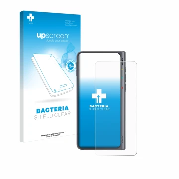 Parte frontale di una confezione del prodotto con il logo del marchio upscreen. Accanto è raffigurato il dispositivo Timekettl