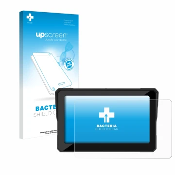 Parte frontale di una confezione del prodotto con il logo del marchio upscreen. Accanto è raffigurato il dispositivo Carpuride