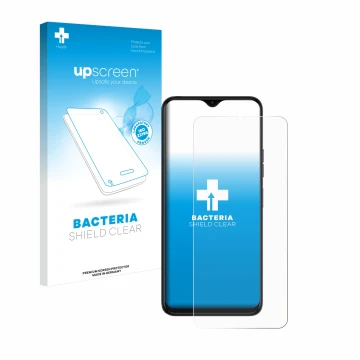 Parte frontale di una confezione del prodotto con il logo del marchio upscreen. Accanto è raffigurato il dispositivo Tecno Spa