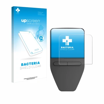 Parte frontale di una confezione del prodotto con il logo del marchio upscreen. Accanto è raffigurato il dispositivo Trezor Sa