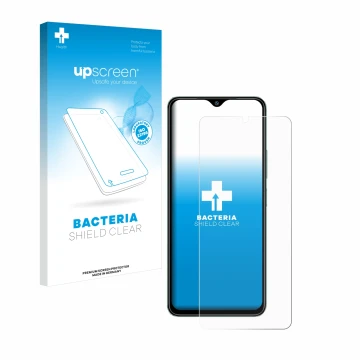 Parte frontale di una confezione del prodotto con il logo del marchio upscreen. Accanto è raffigurato il dispositivo Xiaomi Re