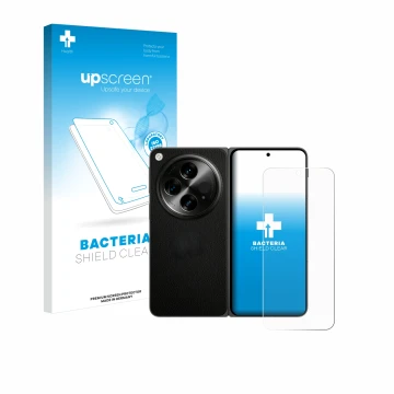 Parte frontale di una confezione del prodotto con il logo del marchio upscreen. Accanto è raffigurato il dispositivo OnePlus O