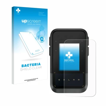 Parte frontale di una confezione del prodotto con il logo del marchio upscreen. Accanto è raffigurato il dispositivo Garmin eT