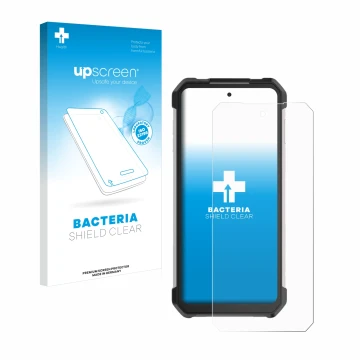 Parte frontale di una confezione del prodotto con il logo del marchio upscreen. Accanto è raffigurato il dispositivo Unihertz 