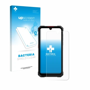 Parte frontale di una confezione del prodotto con il logo del marchio upscreen. Accanto è raffigurato il dispositivo Hotwav Cy