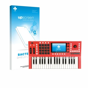 Parte frontale di una confezione del prodotto con il logo del marchio upscreen. Accanto è raffigurato il dispositivo Akai Prof