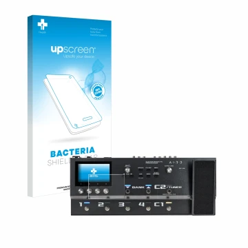 Parte frontale di una confezione del prodotto con il logo del marchio upscreen. Accanto è raffigurato il dispositivo Boss GX-1