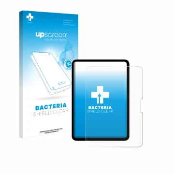 Parte frontale di una confezione del prodotto con il logo del marchio upscreen. Accanto è raffigurato il dispositivo Apple iPa