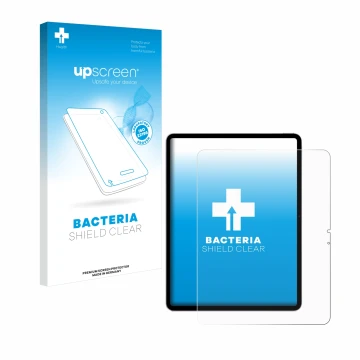 Parte frontale di una confezione del prodotto con il logo del marchio upscreen. Accanto è raffigurato il dispositivo Apple iPa