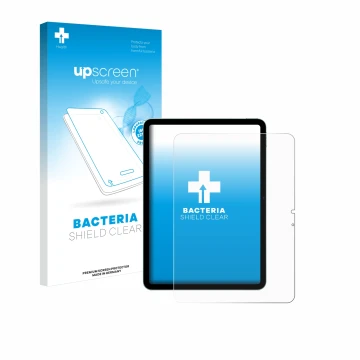 Parte frontale di una confezione del prodotto con il logo del marchio upscreen. Accanto è raffigurato il dispositivo Apple iPa