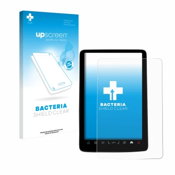 Parte frontale di una confezione del prodotto con il logo del marchio upscreen. Accanto è raffigurato il dispositivo Volvo EX3