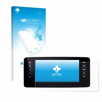 Parte frontale di una confezione del prodotto con il logo del marchio upscreen. Accanto è raffigurato il dispositivo Skoda Kam