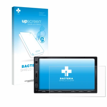 Parte frontale di una confezione del prodotto con il logo del marchio upscreen. Accanto è raffigurato il dispositivo Atoto F7 