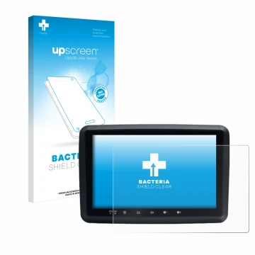 Parte frontale di una confezione del prodotto con il logo del marchio upscreen. Accanto è raffigurato il dispositivo Idmedia 8