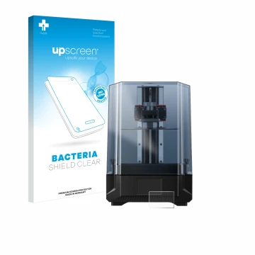 Parte frontale di una confezione del prodotto con il logo del marchio upscreen. Accanto è raffigurato il dispositivo Anycubic 