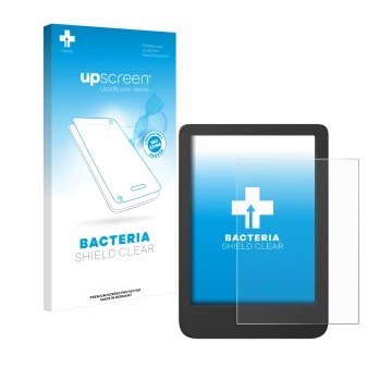 Parte frontale di una confezione del prodotto con il logo del marchio upscreen. Accanto è raffigurato il dispositivo Tolino Sh