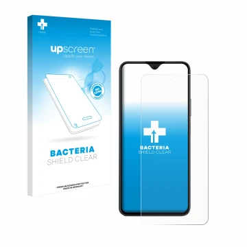 Parte frontale di una confezione del prodotto con il logo del marchio upscreen. Accanto è raffigurato il dispositivo Honor 90 