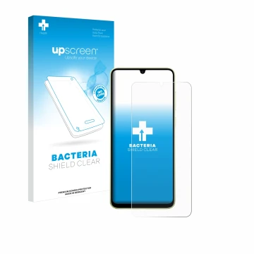 Parte frontale di una confezione del prodotto con il logo del marchio upscreen. Accanto è raffigurato il dispositivo Samsung G