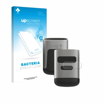 Parte frontale di una confezione del prodotto con il logo del marchio upscreen. Accanto è raffigurato il dispositivo Opticon O