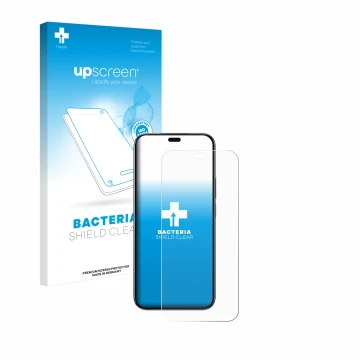 Parte frontale di una confezione del prodotto con il logo del marchio upscreen. Accanto è raffigurato il dispositivo Honor 200