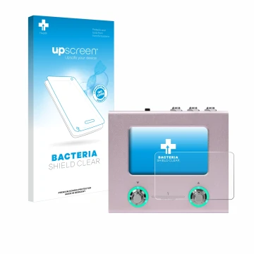 Parte frontale di una confezione del prodotto con il logo del marchio upscreen. Accanto è raffigurato il dispositivo Hotone Am