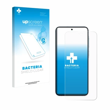 Parte frontale di una confezione del prodotto con il logo del marchio upscreen. Accanto è raffigurato il dispositivo Samsung G