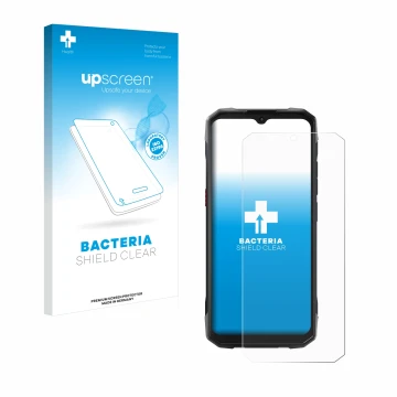 Parte frontale di una confezione del prodotto con il logo del marchio upscreen. Accanto è raffigurato il dispositivo Hotwav Cy