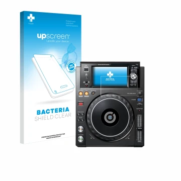 Parte frontale di una confezione del prodotto con il logo del marchio upscreen. Accanto è raffigurato il dispositivo Pioneer X
