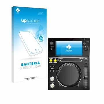 Parte frontale di una confezione del prodotto con il logo del marchio upscreen. Accanto è raffigurato il dispositivo Pioneer X