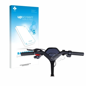 Parte frontale di una confezione del prodotto con il logo del marchio upscreen. Accanto è raffigurato il dispositivo Segway Ni