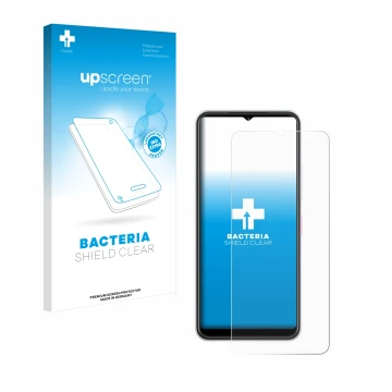 Parte frontale di una confezione del prodotto con il logo del marchio upscreen. Accanto è raffigurato il dispositivo Telekom T