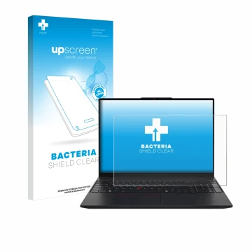 Parte frontale di una confezione del prodotto con il logo del marchio upscreen. Accanto è raffigurato il dispositivo Lenovo Th