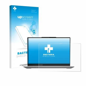 Parte frontale di una confezione del prodotto con il logo del marchio upscreen. Accanto è raffigurato il dispositivo Lenovo Th