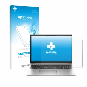 Parte frontale di una confezione del prodotto con il logo del marchio upscreen. Accanto è raffigurato il dispositivo HP EliteB