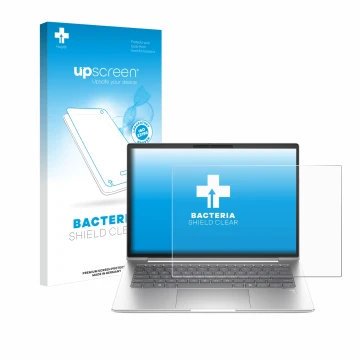 Parte frontale di una confezione del prodotto con il logo del marchio upscreen. Accanto è raffigurato il dispositivo HP EliteB