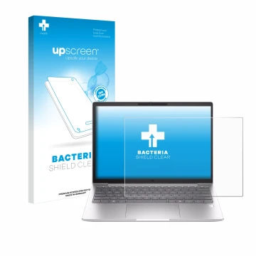 Parte frontale di una confezione del prodotto con il logo del marchio upscreen. Accanto è raffigurato il dispositivo HP EliteB