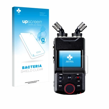Parte frontale di una confezione del prodotto con il logo del marchio upscreen. Accanto è raffigurato il dispositivo Tascam Po