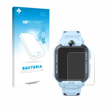 Parte frontale di una confezione del prodotto con il logo del marchio upscreen. Accanto è raffigurato il dispositivo Imoo Watc