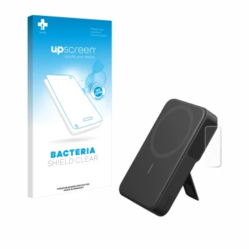 Parte frontale di una confezione del prodotto con il logo del marchio upscreen. Accanto è raffigurato il dispositivo Anker Mag