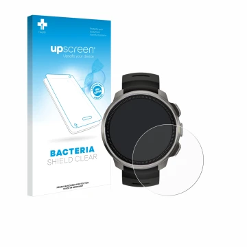 Parte frontale di una confezione del prodotto con il logo del marchio upscreen. Accanto è raffigurato il dispositivo Suunto Oc