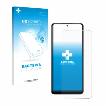Parte frontale di una confezione del prodotto con il logo del marchio upscreen. Accanto è raffigurato il dispositivo realme 12