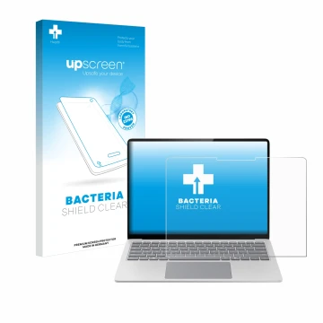 Parte frontale di una confezione del prodotto con il logo del marchio upscreen. Accanto è raffigurato il dispositivo Microsoft