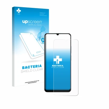 Parte frontale di una confezione del prodotto con il logo del marchio upscreen. Accanto è raffigurato il dispositivo realme C6