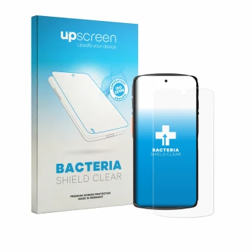 Parte frontale di una confezione del prodotto con il logo del marchio upscreen. Accanto è raffigurato il dispositivo Urovo DT6