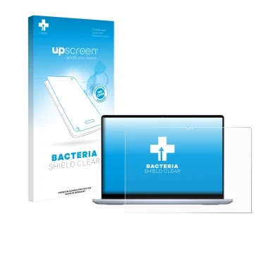 Parte frontale di una confezione del prodotto con il logo del marchio upscreen. Accanto è raffigurato il dispositivo Dell Insp