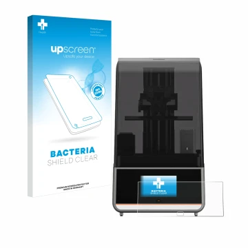 Parte frontale di una confezione del prodotto con il logo del marchio upscreen. Accanto è raffigurato il dispositivo Anycubic 